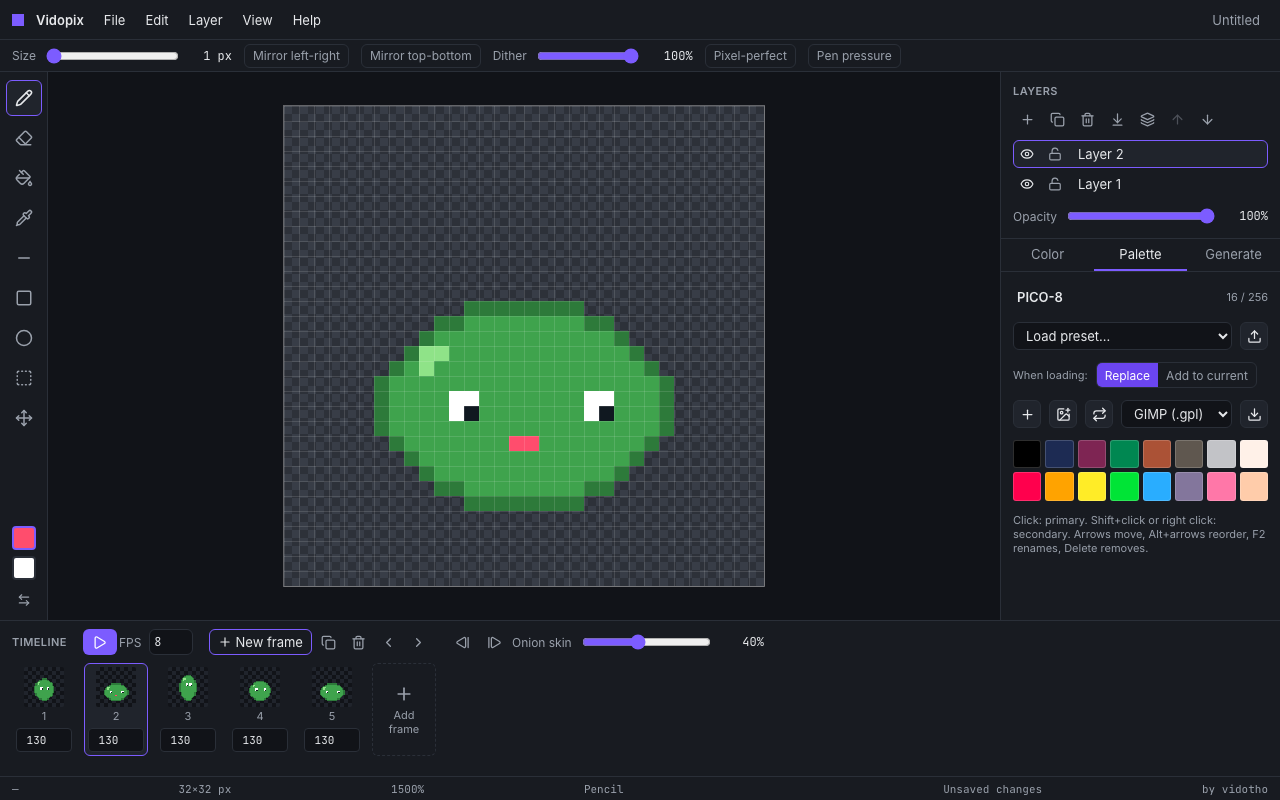 Vidopix palette panel